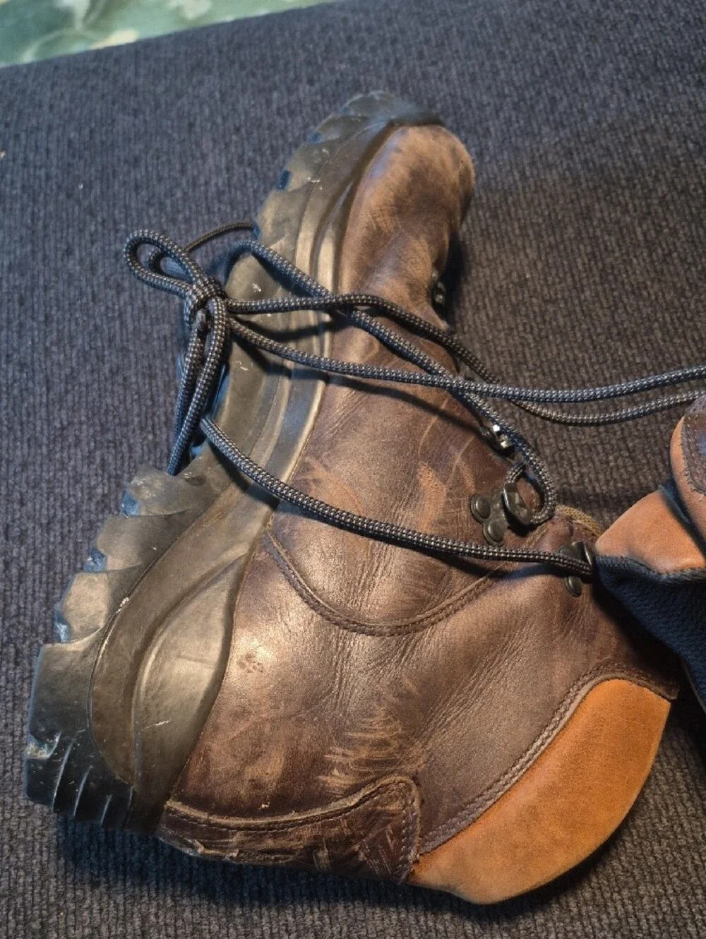 Merrell Brown Leather Ankle Hiking Boots with Tan Collar
